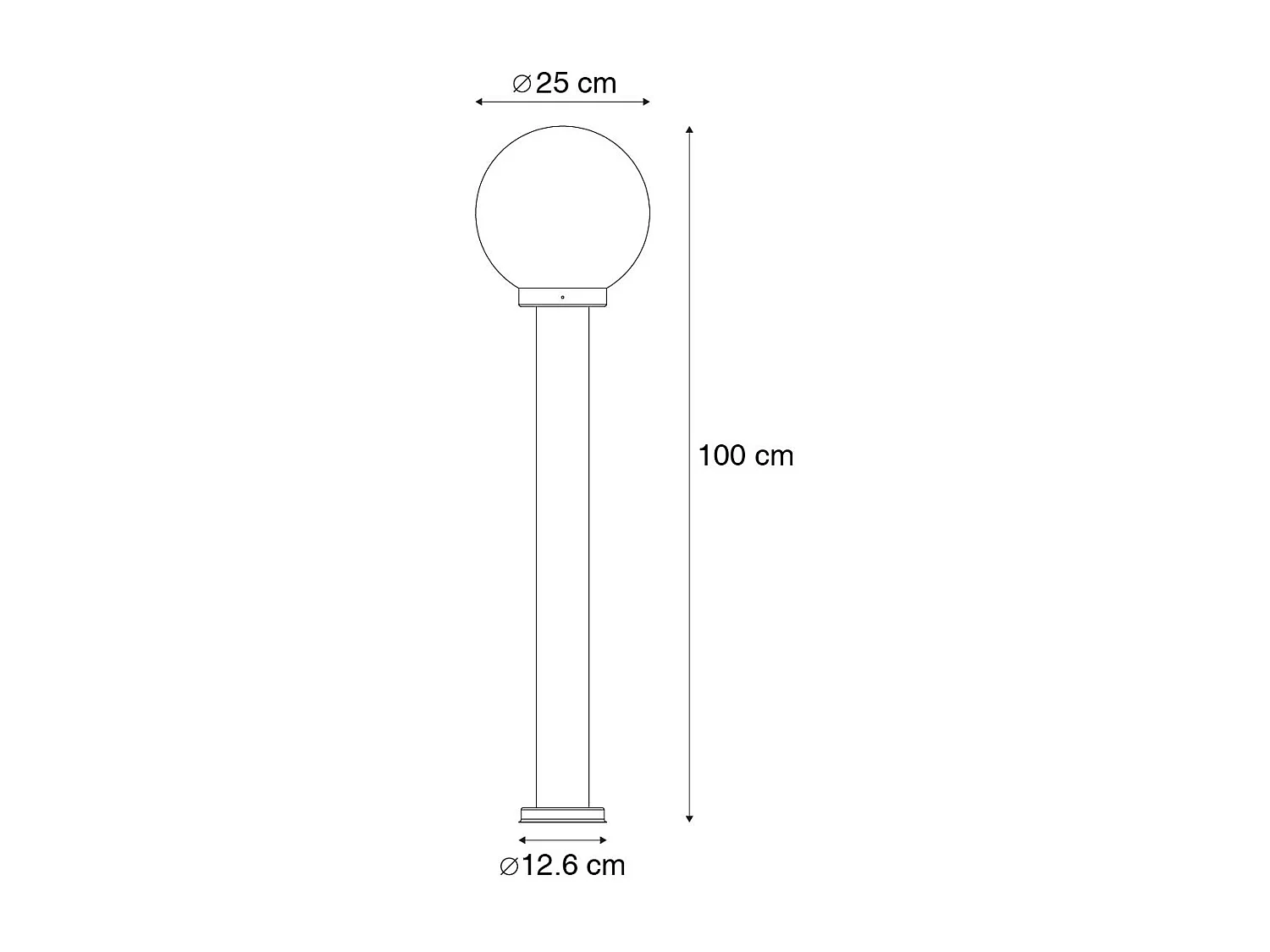 Lampe d'extérieur sur pied noire avec sphère transparente 100 cm IP44 - Sfera