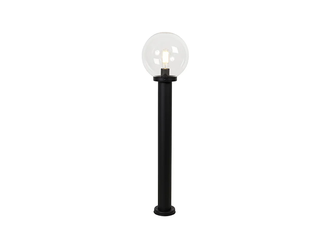 Lampe d'extérieur sur pied noire avec sphère transparente 100 cm IP44 - Sfera
