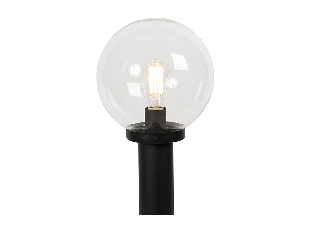 Lampadaire d'extérieur noir avec globe transparent 100 cm IP44 - Sfera