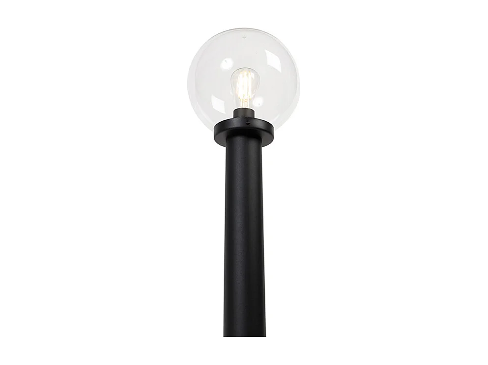 Lampadaire d'extérieur noir avec globe transparent 100 cm IP44 - Sfera