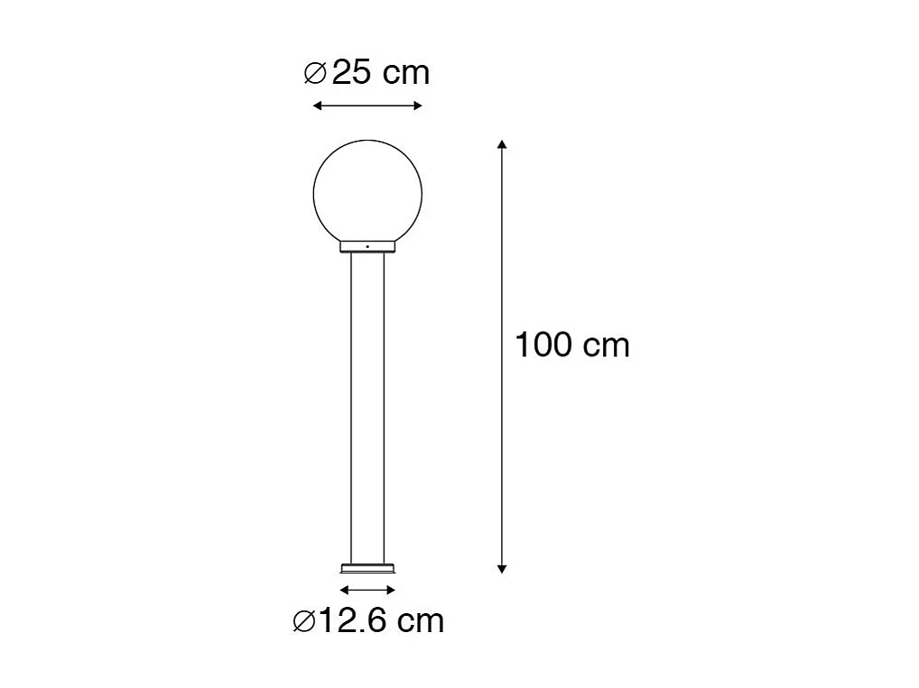 Lampadaire d'extérieur moderne en acier inoxydable 100 cm avec sphère en plastique IP44 - Sfera