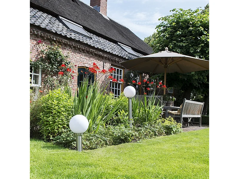 Lampadaire d'extérieur moderne en acier inoxydable 100 cm avec sphère en plastique IP44 - Sfera
