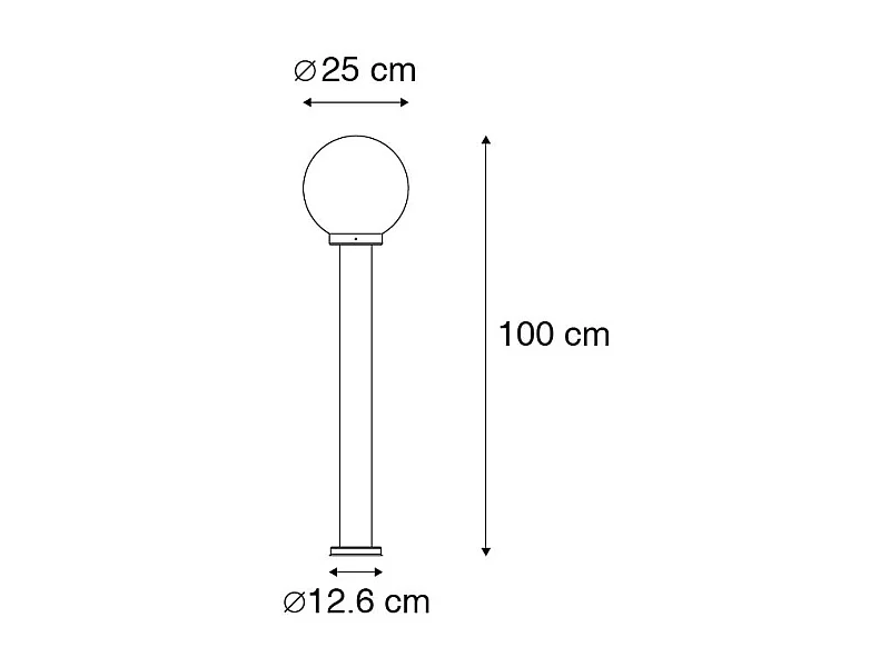 Lampadaire d'extérieur moderne en acier inoxydable 100 cm - Sfera