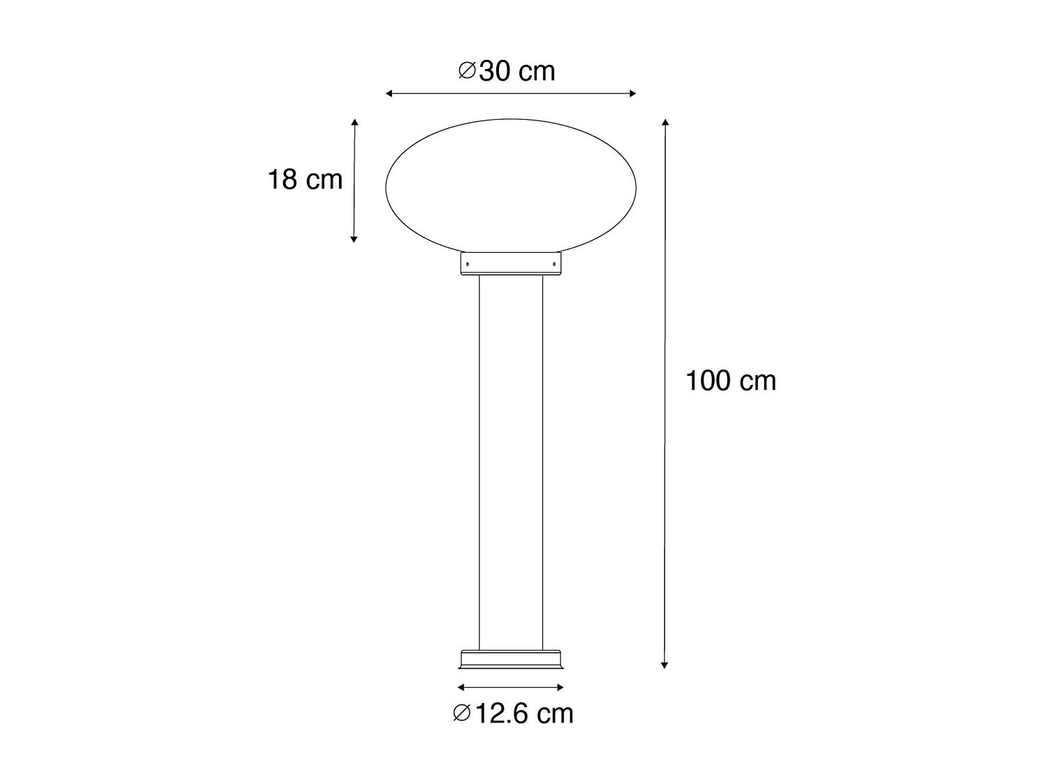 Borne d'extérieur moderne noire 100 cm - Elly