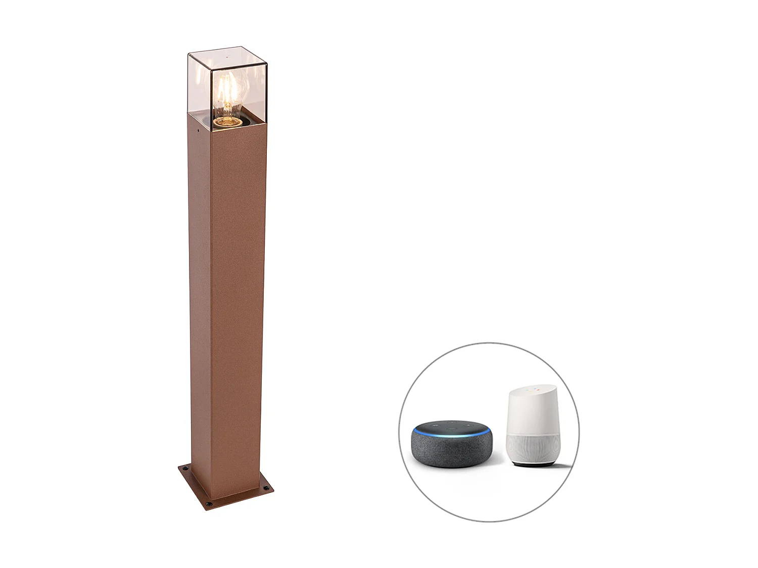 Lampe d'extérieur sur pied intelligente marron rouille 70 cm avec WiFi P45 - Danemark