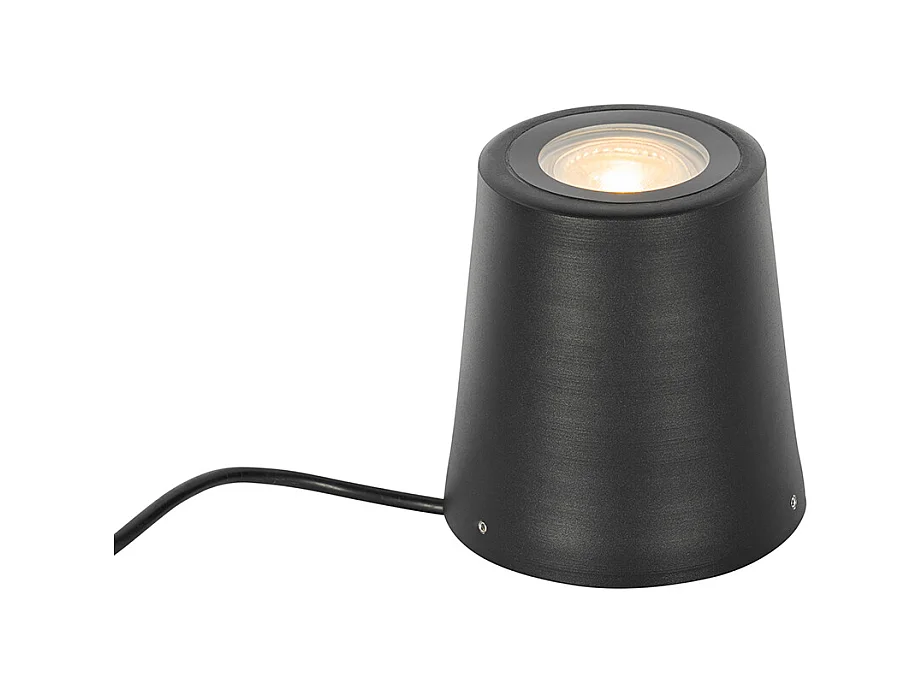 Spot de jardin moderne noir rond IP65 - Lennard