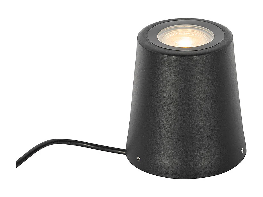 Spot de jardin moderne noir rond IP65 - Lennard