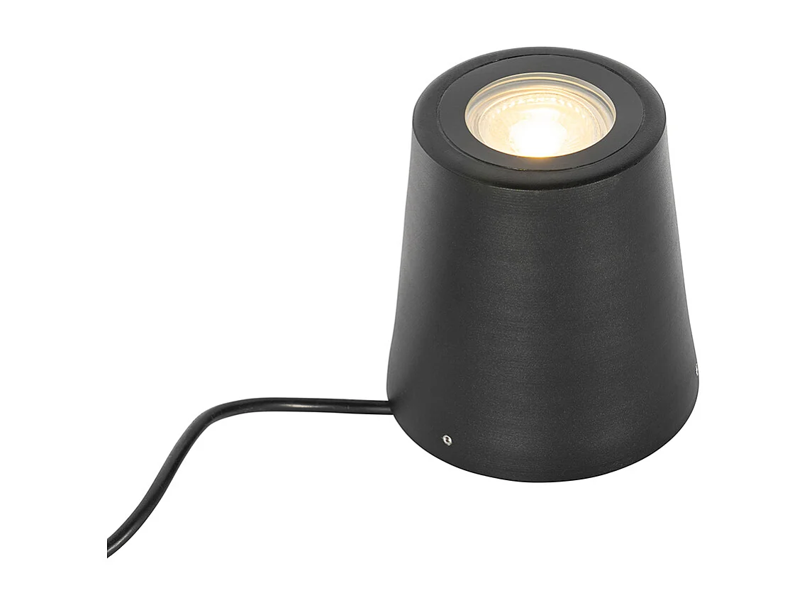 Spot de jardin moderne noir rond IP65 - Lennard