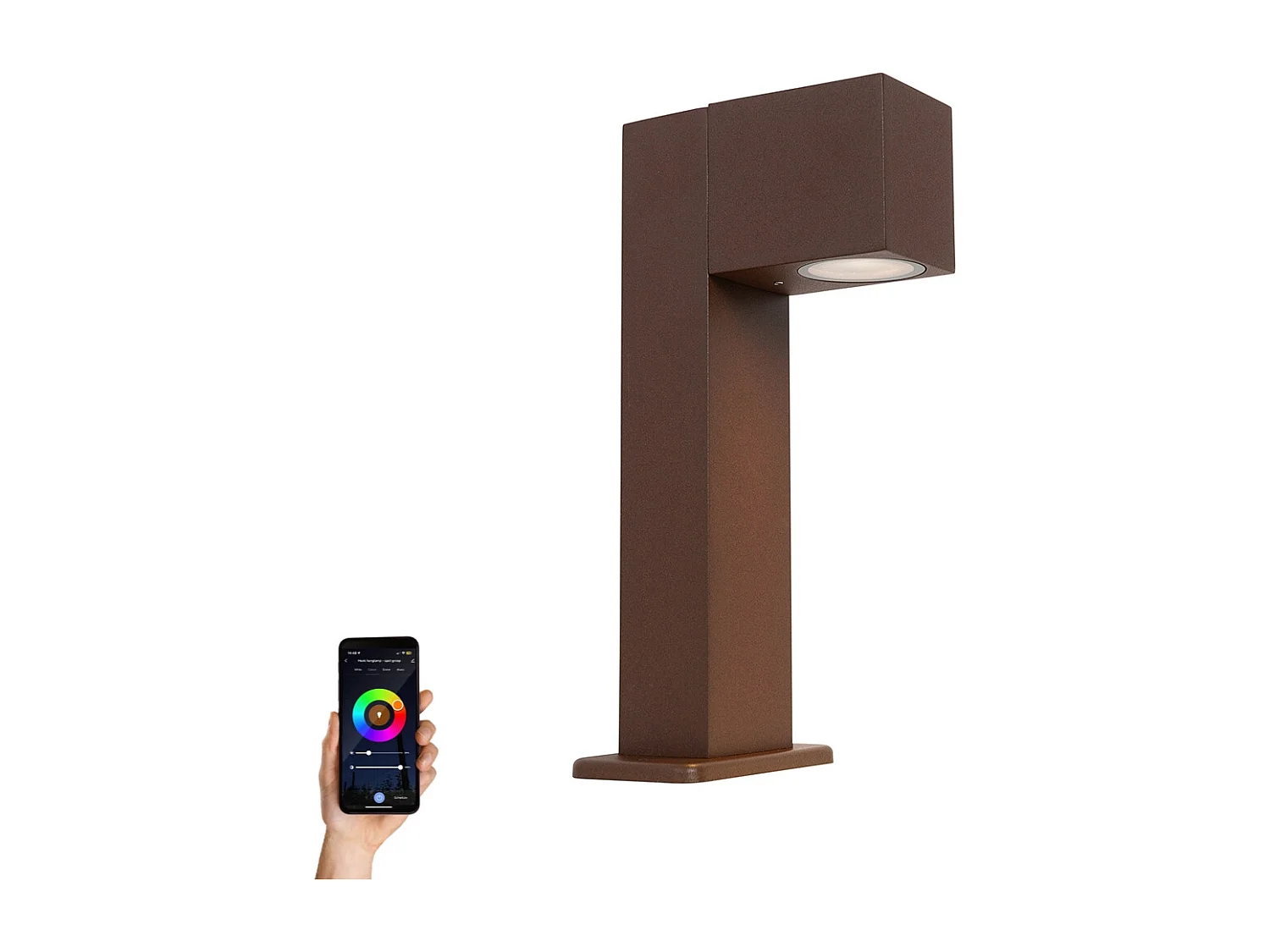 Lampadaire d'extérieur intelligent marron rouille 30 cm IP44 avec WiFi GU10 - Baleno