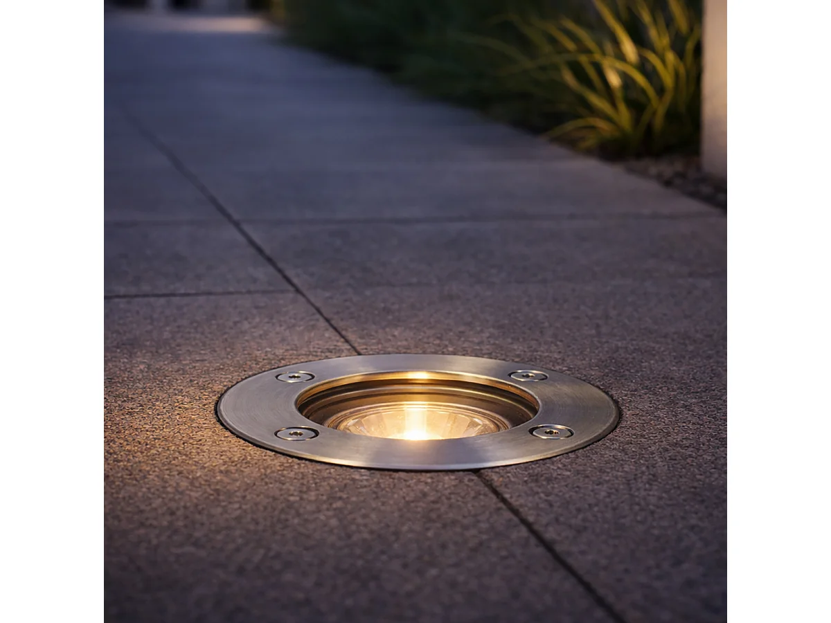 Spot encastré de sol extérieur en acier 11 cm IP67 - Basic Round