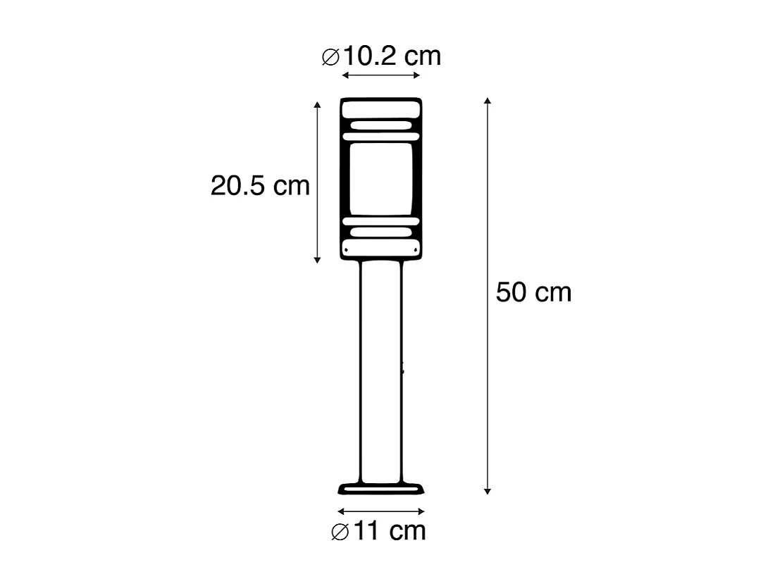 Lampe d'extérieur moderne noire 50 cm IP44 - Gleam