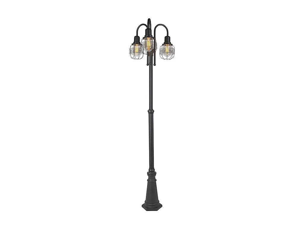 Lampe d'extérieur rurale noire à 3 lumières IP44 - Guardado