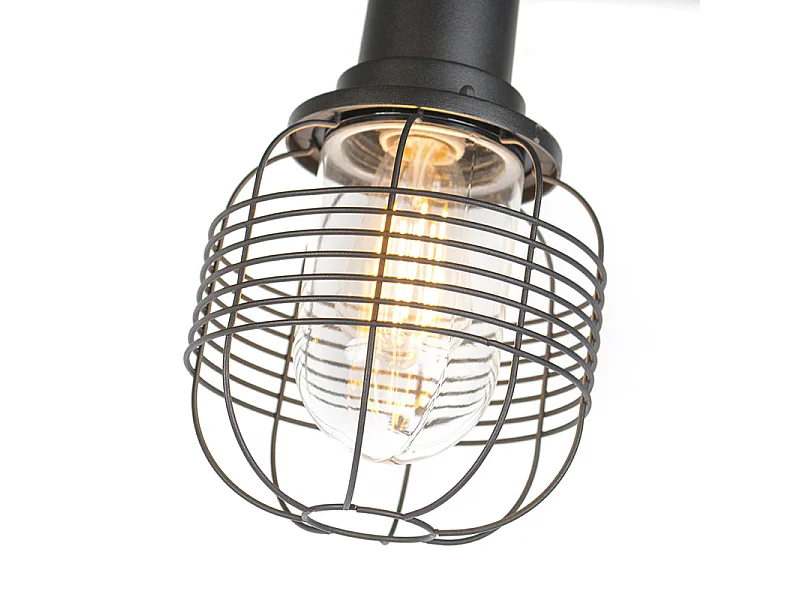 Lampe d'extérieur rurale noire à 3 lumières IP44 - Guardado