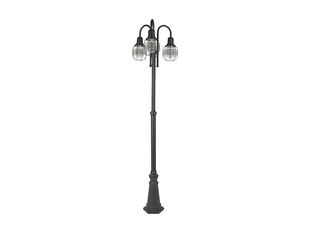 Lampe d'extérieur rurale noire à 3 lumières IP44 - Guardado