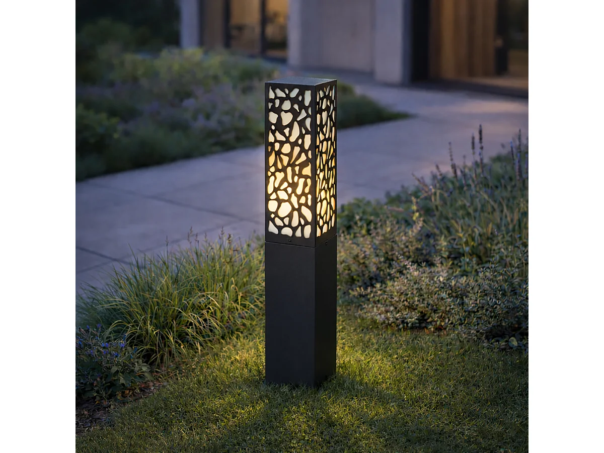 Borne d'extérieur moderne noire 60 cm IP44 - Nicole