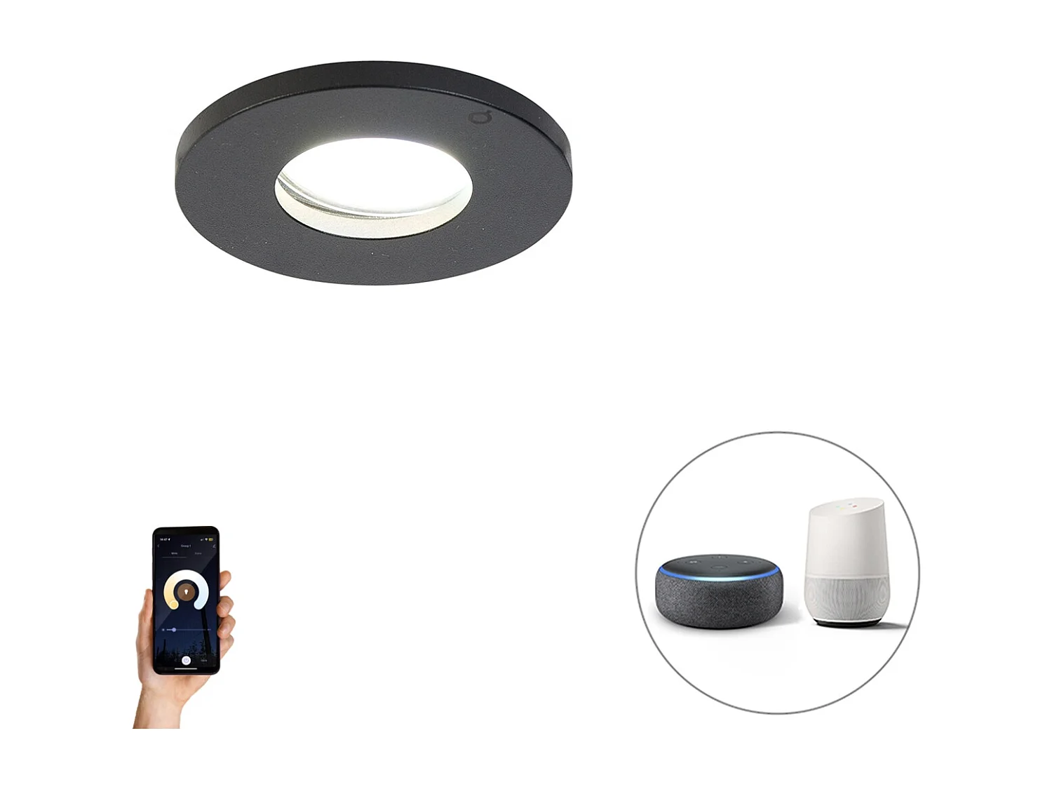 Spot encastré intelligent pour salle de bain noir avec Wi-Fi GU10 - Shed