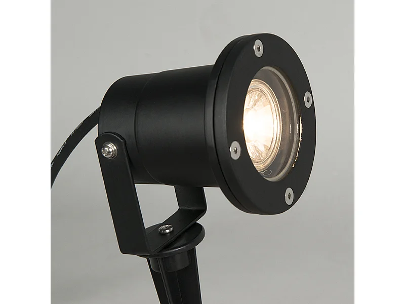 Spot de jardin noir avec câble et prise 200 cm IP65 - Basic