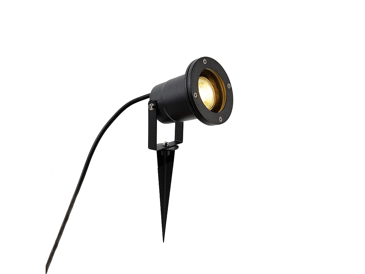 Spot moderne noir avec cordon et prise 200cm IP65 - Basic