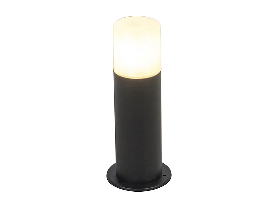 Lampe d'extérieur sur pied noire avec abat-jour opale blanc 30 cm IP44 - Odense