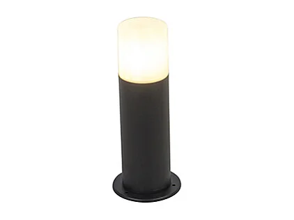 Lampe d'extérieur sur pied noire avec abat-jour opale blanc 30 cm IP44 - Odense