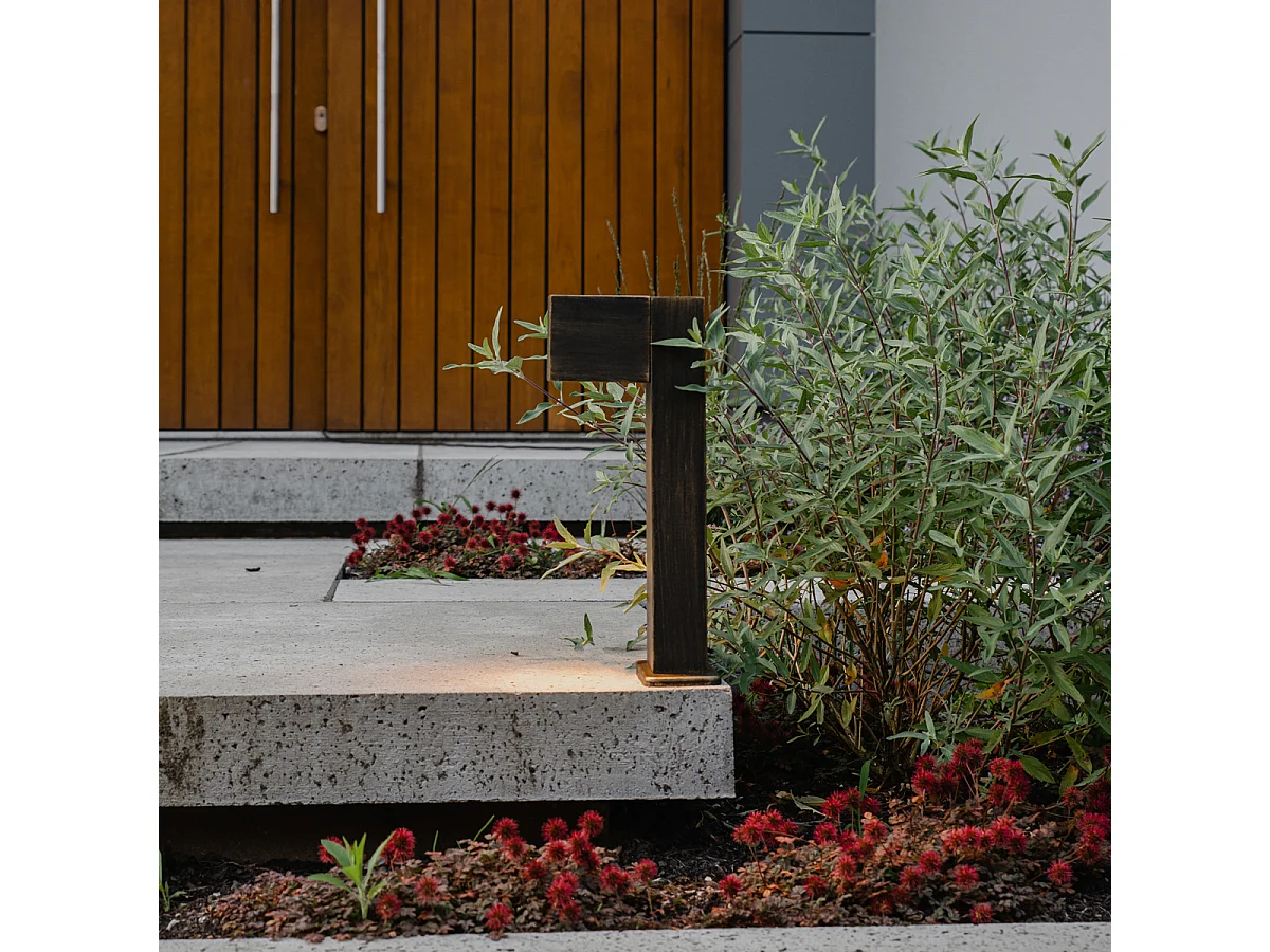 Lampe d'extérieur sur pied industrielle or antique 35 cm IP44 - Baleno