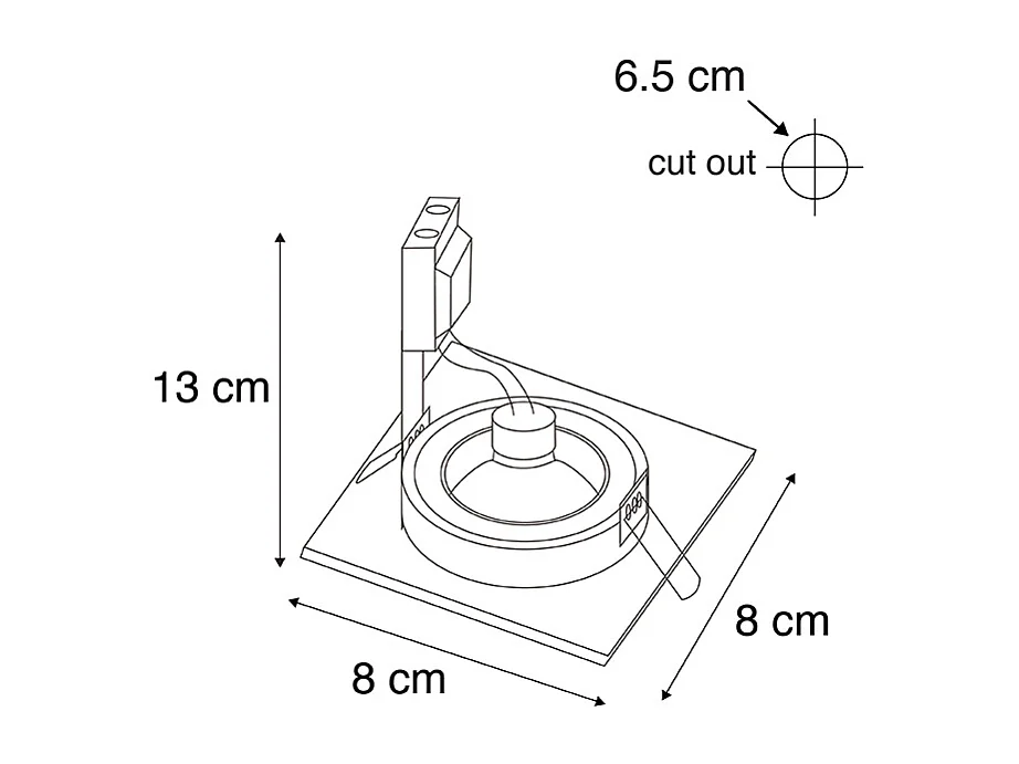 Spot encastré moderne doré carré IP44 - Xena