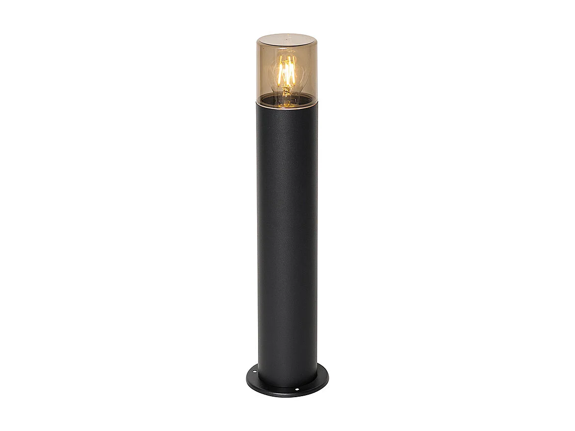 Lampadaire d'extérieur noir avec abat-jour fumé 50 cm - Odense