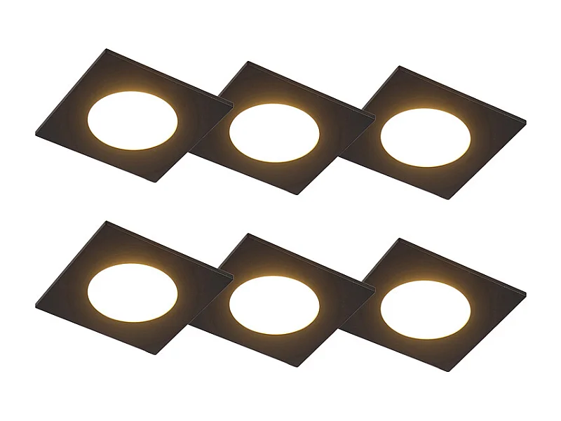 Lot de 6 spots encastrés noirs avec LED à intensité variable 3 niveaux IP65 - Simply
