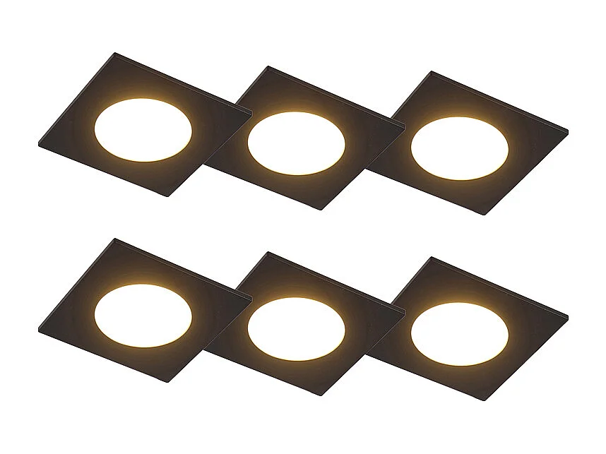 Lot de 6 spots encastrés noirs avec LED à intensité variable 3 niveaux IP65 - Simply