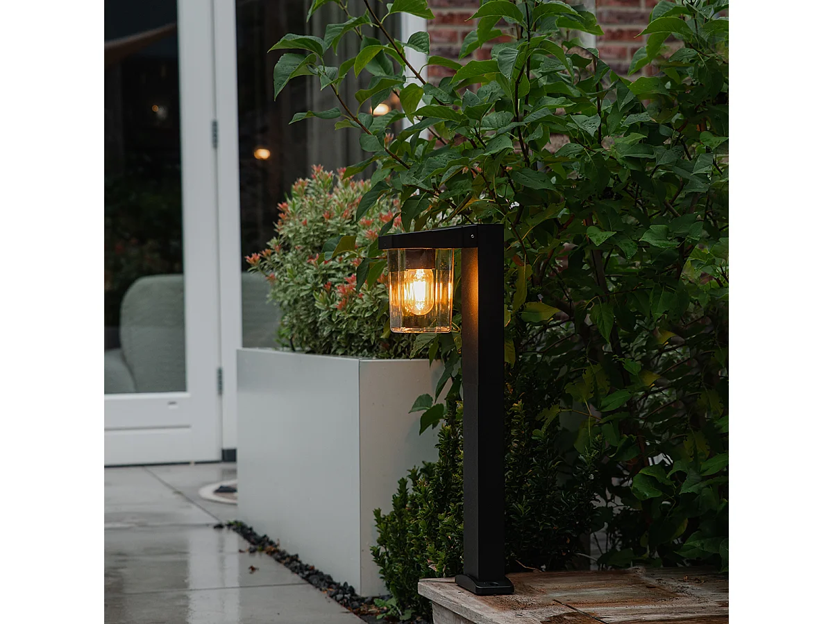 Lampe d'extérieur moderne sur pied noir 60 cm IP54 - Chimay