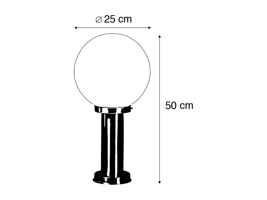 Lampadaire d'extérieur moderne en acier inoxydable 50 cm - Sfera