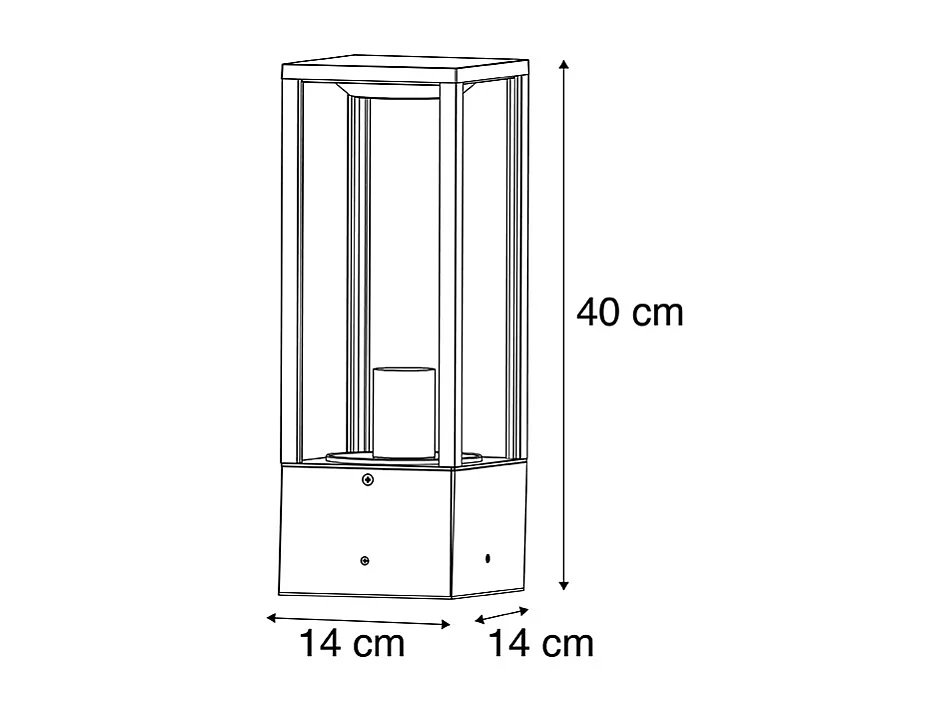 Lampadaire d'extérieur noir 40 cm avec piquet de terre et presse-étoupe - Charlois
