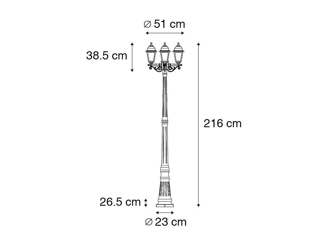 Lanterne classique or antique 3 lumières IP44 - Capital