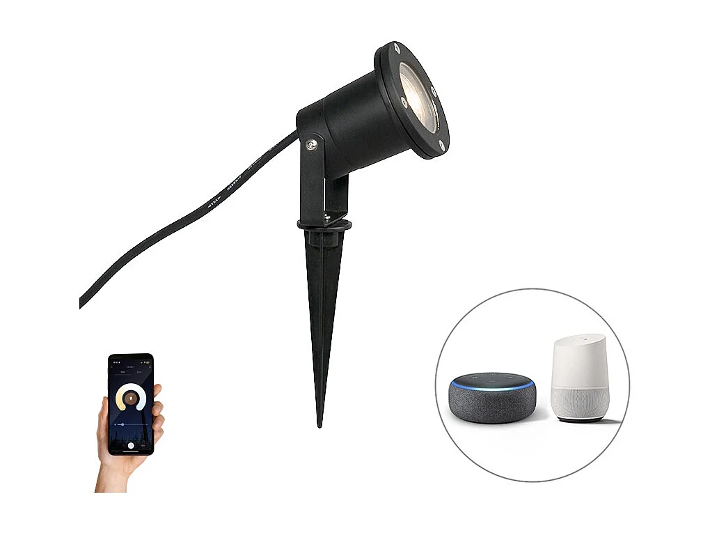 Spike spot industriel intelligent noir avec WiFi GU10 IP65 - Basique