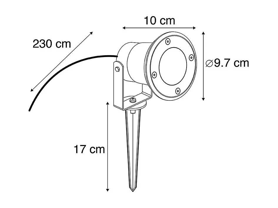 Spot encastrable intelligent industriel noir avec WiFi GU10 IP65 - Basic