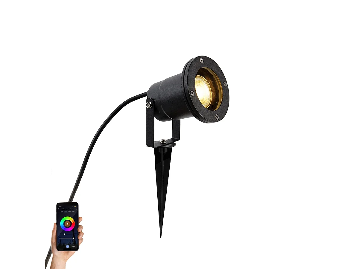 Spot encastrable intelligent industriel noir avec WiFi GU10 IP65 - Basic