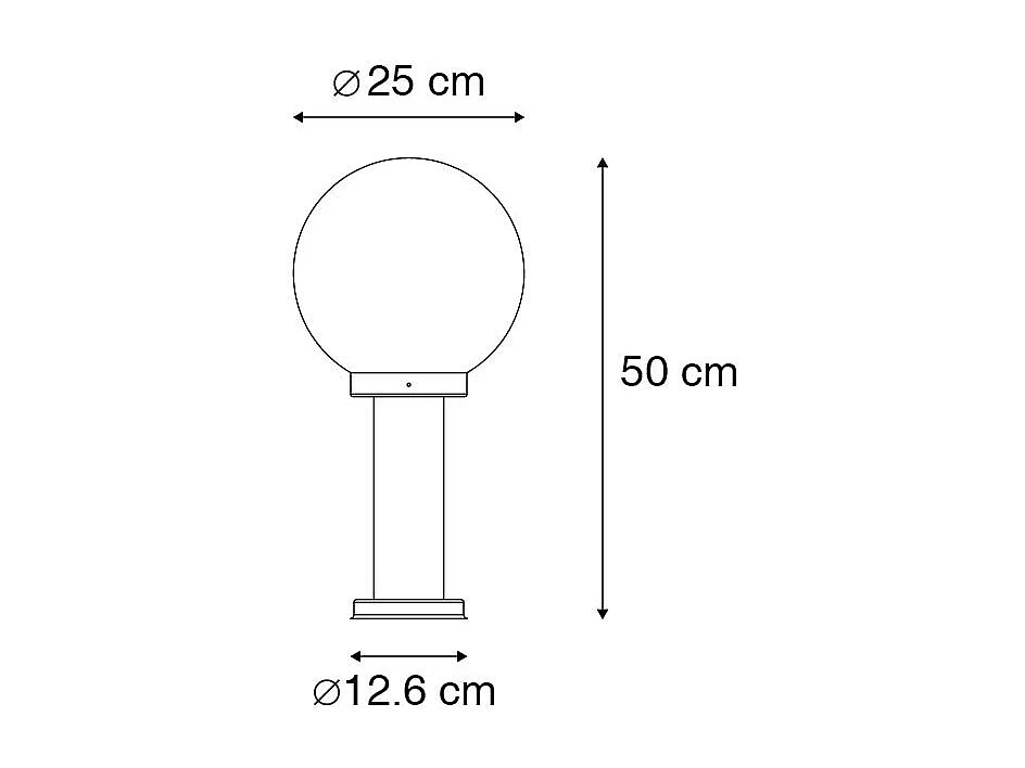 Lampe d'extérieur sur pied noire avec boule transparente 50 cm IP44 - Sfera