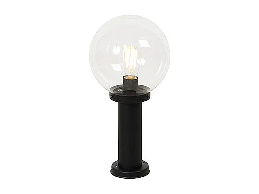 Lampadaire d'extérieur noir avec globe transparent 50 cm IP44 - Sfera