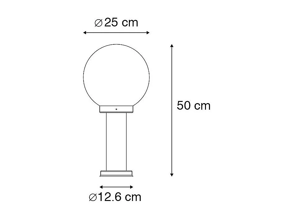 Lampadaire d'extérieur noir avec globe transparent 50 cm IP44 - Sfera