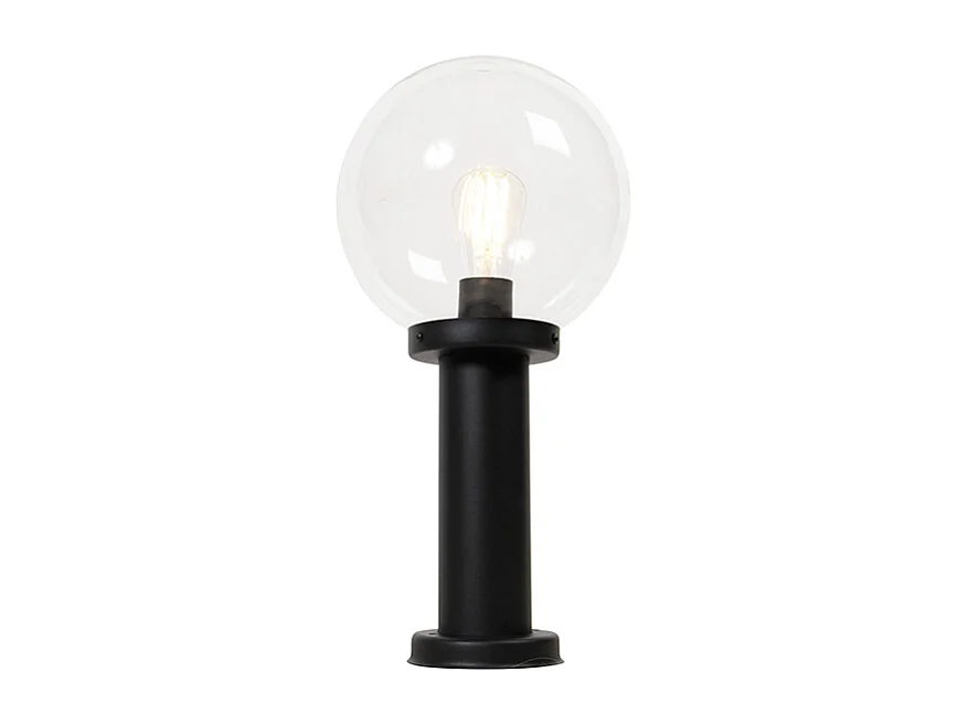 Lampadaire d'extérieur noir avec globe transparent 50 cm IP44 - Sfera