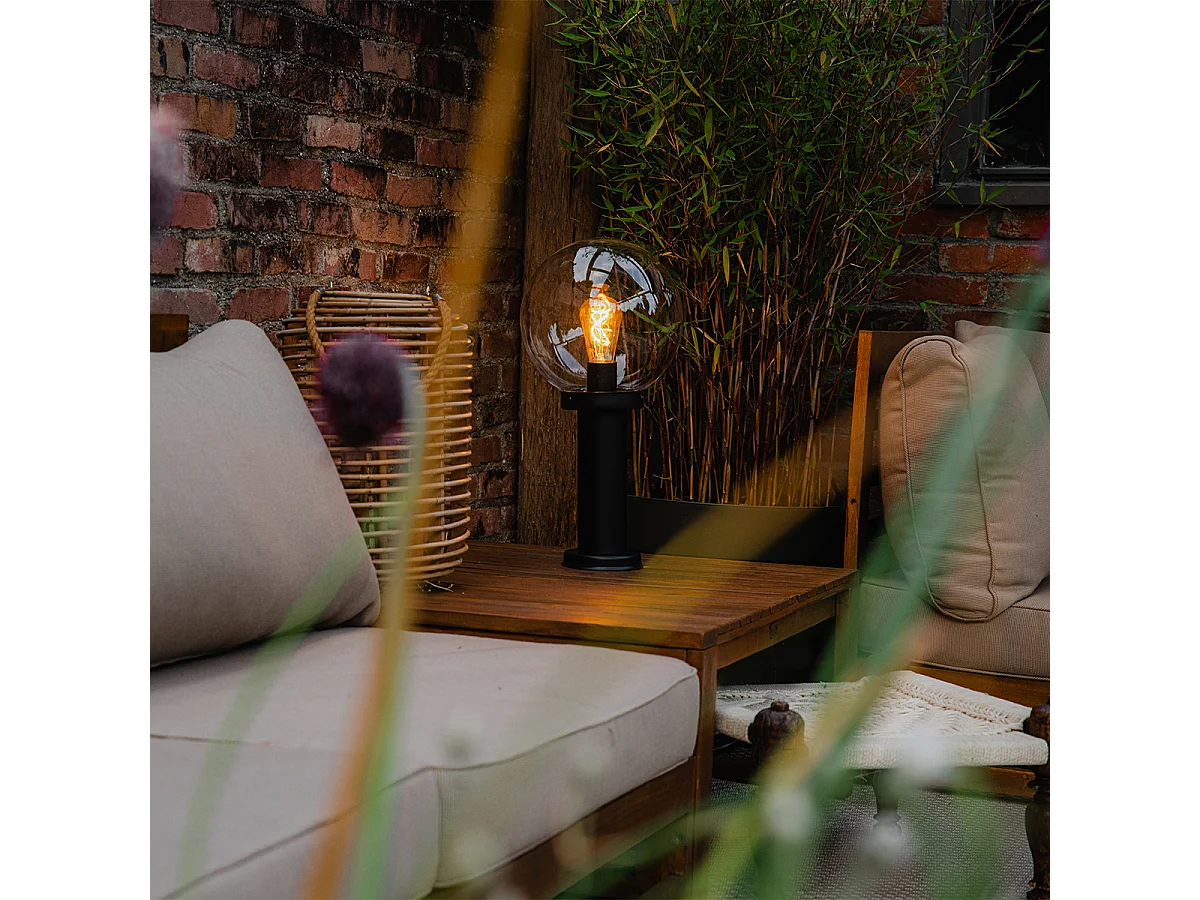 Lampadaire d'extérieur noir avec globe transparent 50 cm IP44 - Sfera