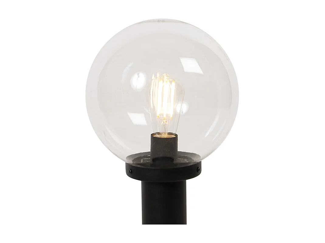 Lampadaire d'extérieur noir avec globe transparent 50 cm IP44 - Sfera