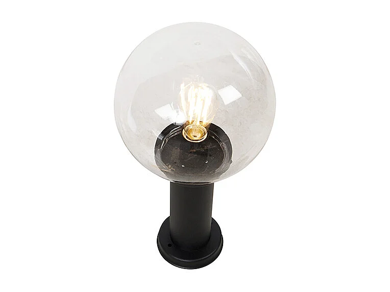 Lampadaire d'extérieur noir avec globe transparent 50 cm IP44 - Sfera