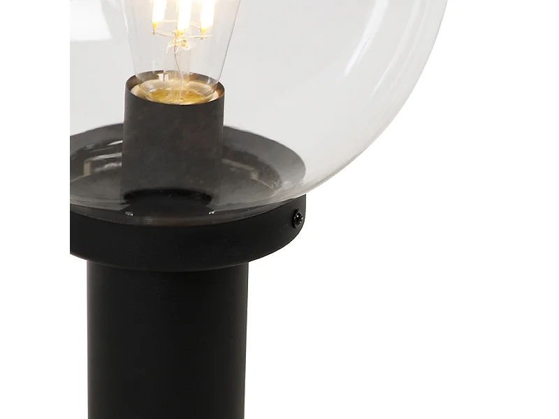 Lampadaire d'extérieur noir avec globe transparent 50 cm IP44 - Sfera