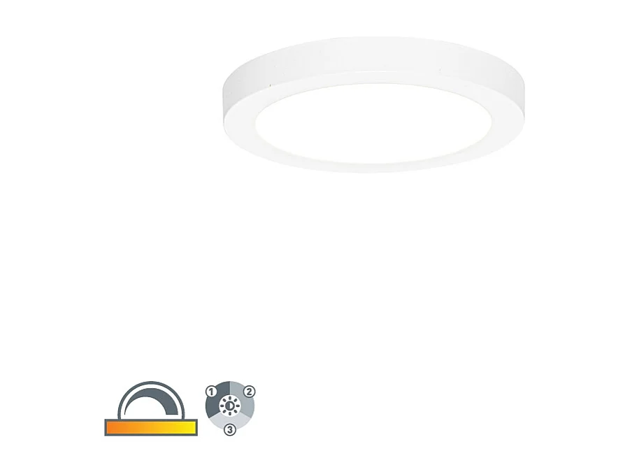 Spot encastrable ou apparent blanc 18 cm LED incluse à intensité variable en 3 étapes avec interrupteur DIP - Trans