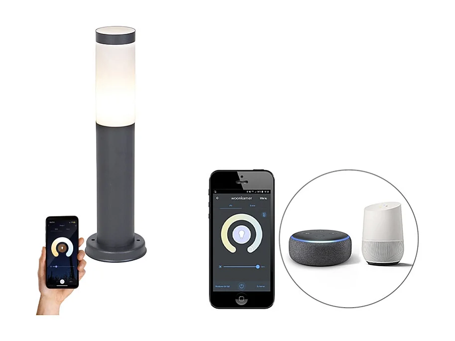 Lampadaire d'extérieur intelligent anthracite 45 cm avec Wifi P45 - Rox