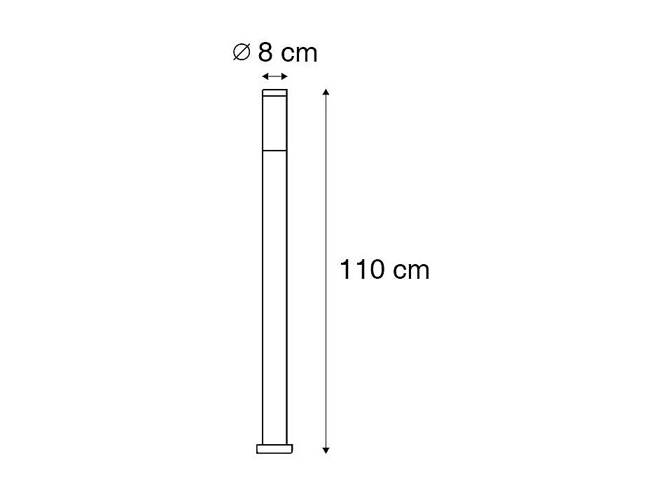 Lampadaire d'extérieur en acier 110 cm IP44 - Rox avec piquet de terre et presse-étoupe