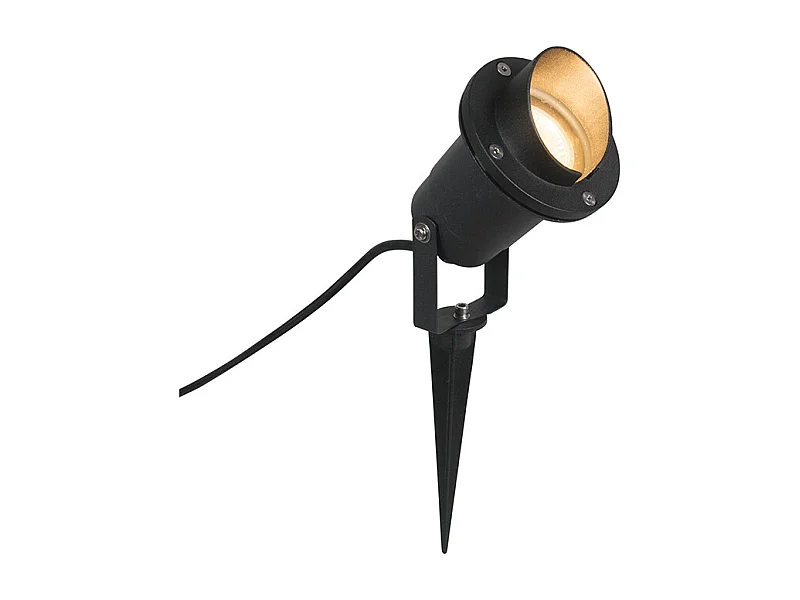 Projecteur de jardin à piquer noir avec cordon et prise IP65 - Done