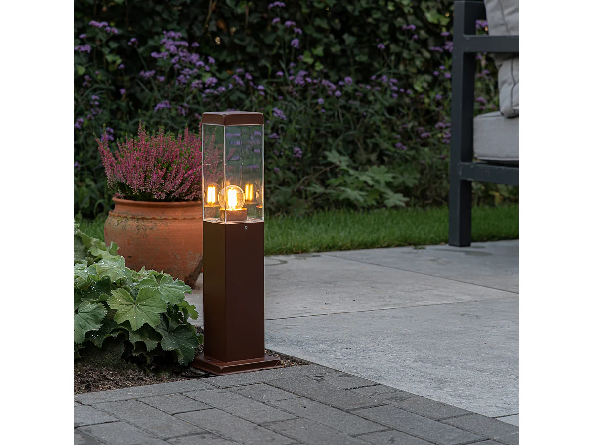 Lampadaire extérieur moderne brun rouille 45 cm - Malios