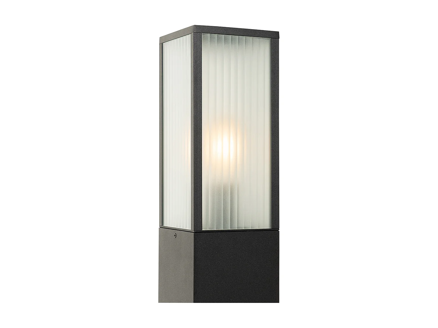 Lampe d'extérieur sur pied noire avec verre nervuré 80 cm IP44 - Charlois